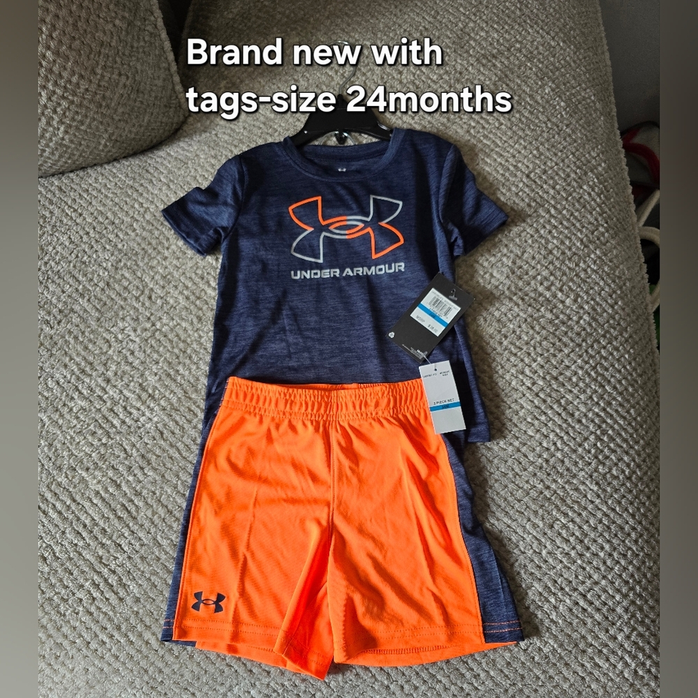 Under Armour Navy & Neon Orange Toddler Athletic Two-Piece Set